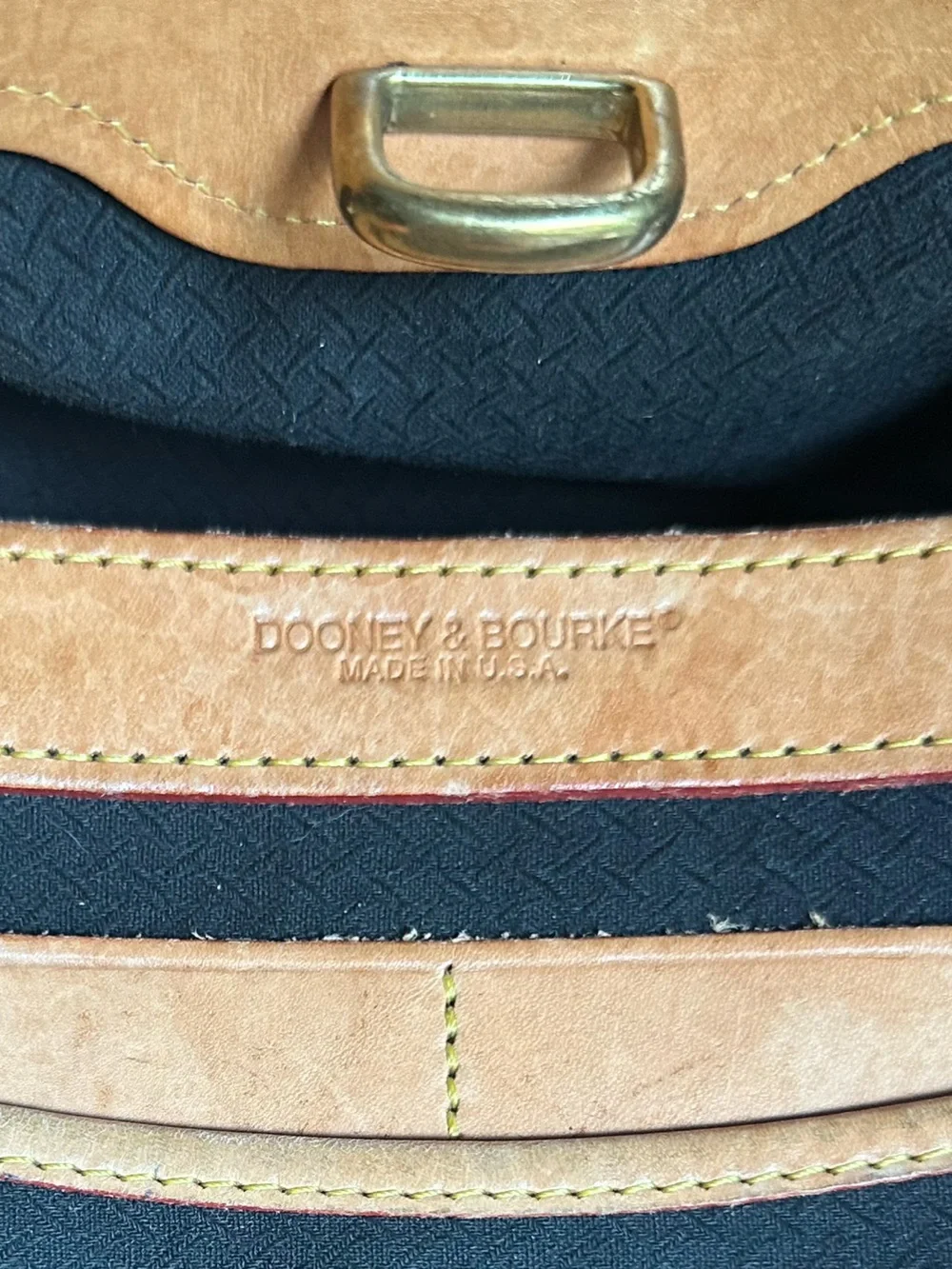 Vintage Dooney & Bourke Cabriolet Black Fabric and Leather Tote Bag Made in USA